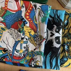 Vintage America Multicolor Graphic Scarves 80's